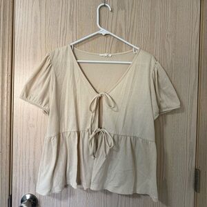 Maurices Beige Tie-Front Blouse
